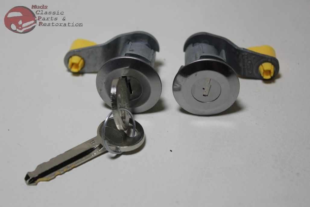 8193 Mustang Ford Door Lock Cylinder Key Set Chrome Cap Bent Pawl New